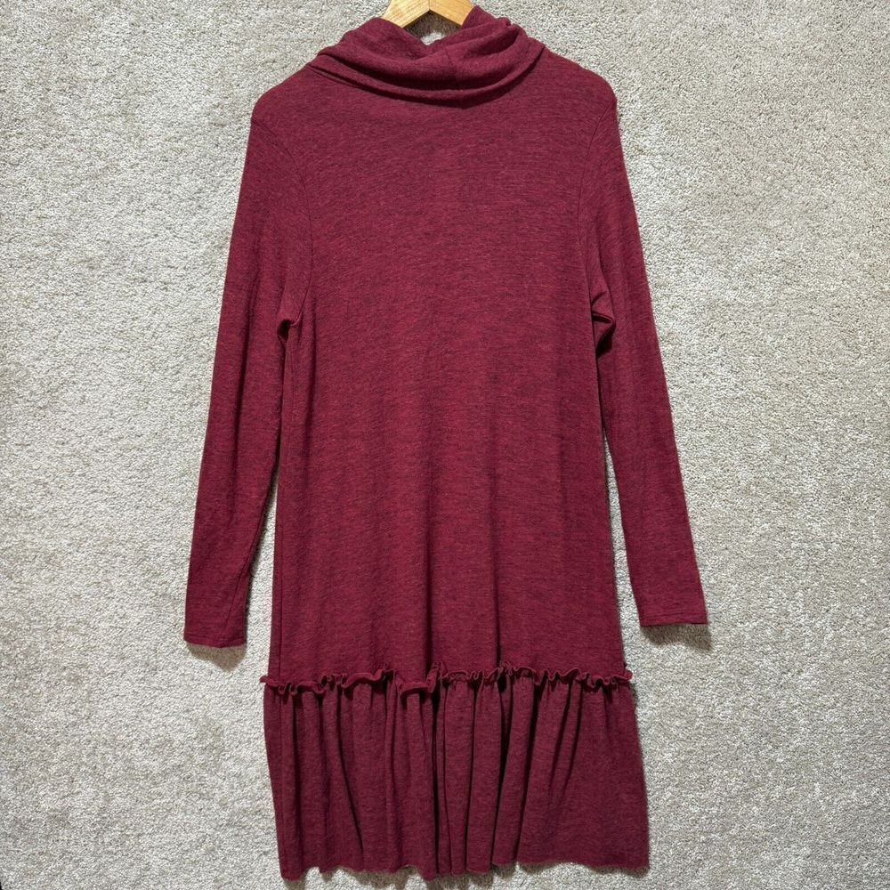 Anthropologie Sunday in Brooklyn Sweater Dress Women's Large Wine ruffle hem NWT - Picture 16 of 16